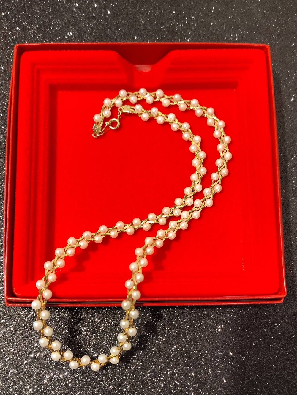 Vintage Style Braided Faux Pearl Necklace With Gold Plated Chain